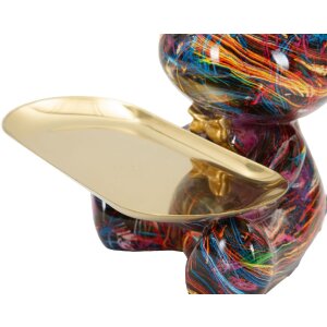 Statue décorative CANE PSYCHO multicolore avec plateau doré 22,5 cm