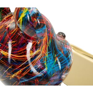 Statue décorative CANE PSYCHO multicolore avec plateau doré 22,5 cm