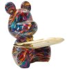 Statue décorative CANE PSYCHO multicolore avec plateau doré 22,5 cm