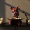 Statue décorative CANE PSYCHO multicolore avec plateau doré 22,5 cm