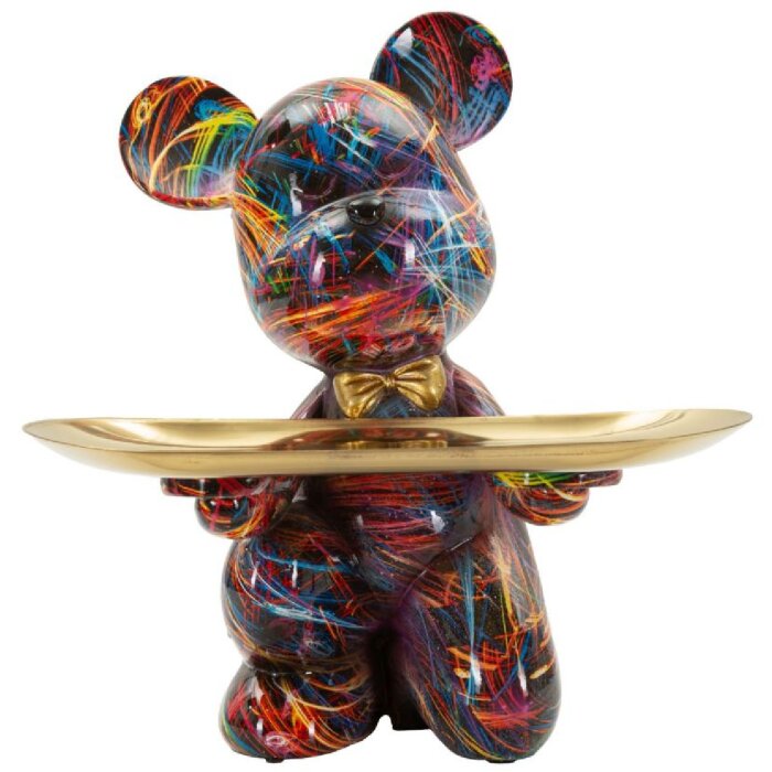 Figurine décorative CANE PSYCO Mauro Ferretti avec plateau multicolore 22,5 cm