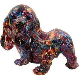 Figurine décorative Bassotto Psyco – Dalmatien multicolore en polyrésine