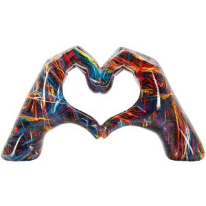 Statue LOVER PSYCO Mauro Ferretti – cœur en mains, art pop moderne