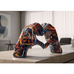 Statue LOVER PSYCO Mauro Ferretti – cœur en mains, art pop moderne