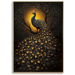 Mauro Ferretti – Tableau mural « Paon » 70x100 cm avec cadre