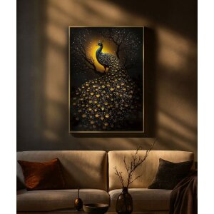 Mauro Ferretti – Tableau mural « Paon » 70x100 cm avec cadre