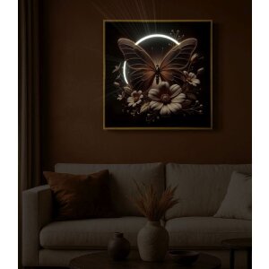 Tableau mural Mauro Ferretti "Butterfly" avec LED, 50x50 cm