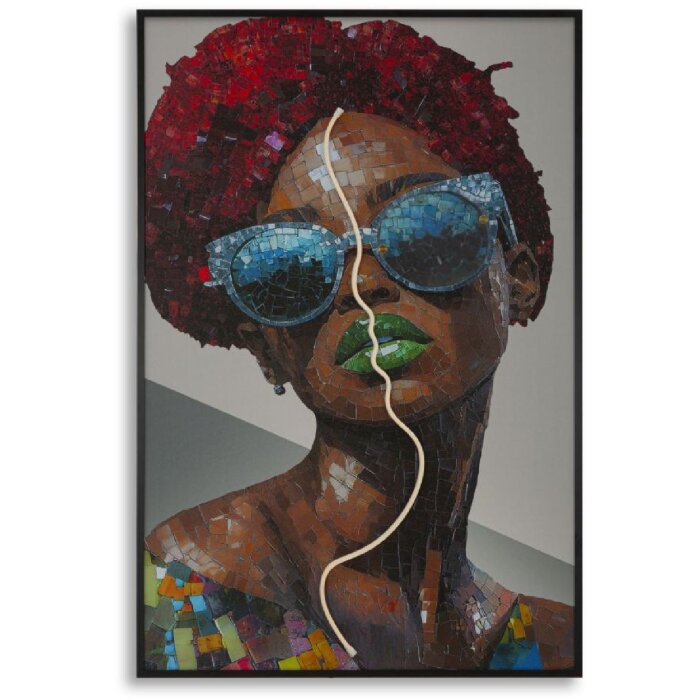 Tableau mural Mauro Ferretti "Afro" LED 60x90 cm avec applique 3D