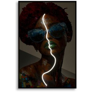 Tableau mural Mauro Ferretti "Afro" LED 60x90 cm avec applique 3D