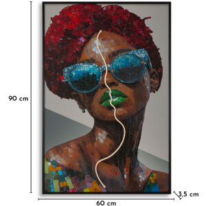 Tableau mural Mauro Ferretti "Afro" LED 60x90 cm avec applique 3D