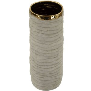 Vase "Lima Open" Mauro Ferretti, céramique gris/or, Ø15,5x40 cm