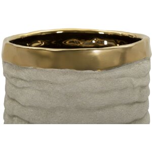 Vase "Lima Open" Mauro Ferretti, céramique gris/or, Ø15,5x40 cm