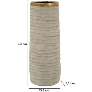 Vase "Lima Open" Mauro Ferretti, céramique gris/or, Ø15,5x40 cm