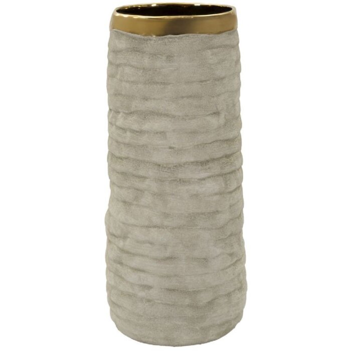 Vase Mauro Ferretti "Lima Open" gris/or, texture cylindrique