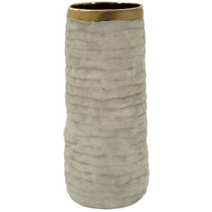Vase Mauro Ferretti "Lima Open" gris/or, texture cylindrique
