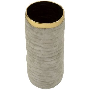Vase Mauro Ferretti "Lima Open" gris/or, texture cylindrique