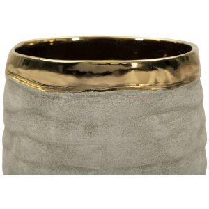 Vase Mauro Ferretti "Lima Open" gris/or, texture cylindrique