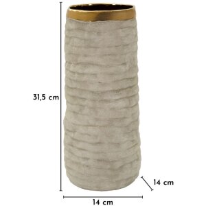 Vase Mauro Ferretti "Lima Open" gris/or, texture cylindrique