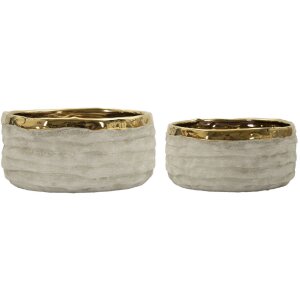 Mauro Ferretti Übertopf-Set "Lima" 2-teilig Ø22,5x10,5 cm / Ø18x8,5 cm