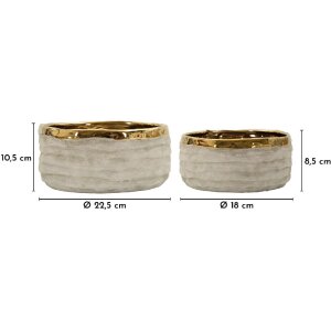 Mauro Ferretti Übertopf-Set "Lima" 2-teilig Ø22,5x10,5 cm / Ø18x8,5 cm