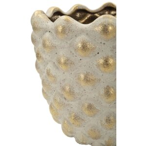 Set de 2 cachepots Mauro Ferretti "Pepitas" gris/or géométrique doré