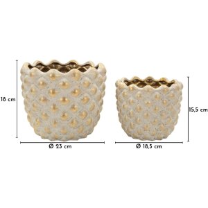 Set de 2 cachepots Mauro Ferretti "Pepitas" gris/or géométrique doré