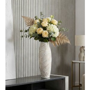 Mauro Ferretti Vase "Oblix" Ø18,5x50 cm Weiß gekälkt