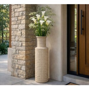 Vase extérieur Mauro Ferretti "Sand" beige Ø24,5x97 cm