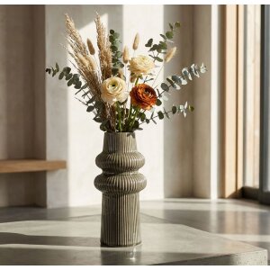 Vase Harmony Mauro Ferretti, céramique verte brillante, Ø13x25cm