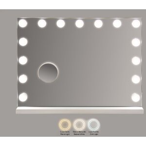 Miroir de table Hollywood LED Mauro Ferretti 55x14x43 cm Blanc