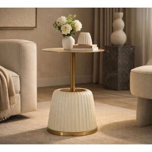 Tablette dappoint Mauro Ferretti Egle Blanc/Or Ø40x55 cm