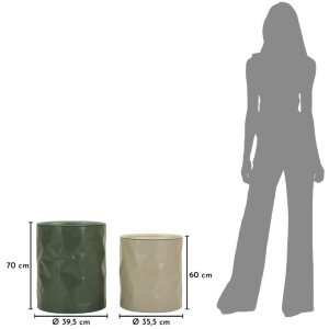 Set de tables dappoint Mauro Ferretti Norimberga 2 pièces métal blanc vert