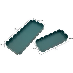 Mauro Ferretti Tablett Set Saturno Ottanio rechteckig Metall