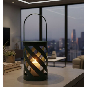 Mauro Ferretti Laterne Saturno Ottanio Twist Ø23x43 cm Metall Glas