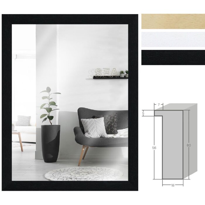 Miroir mural en bois massif MendeFrames – Design moderne, finition naturelle