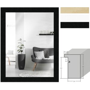 Miroir mural MendeFrames H970 en bois massif - blanc,...