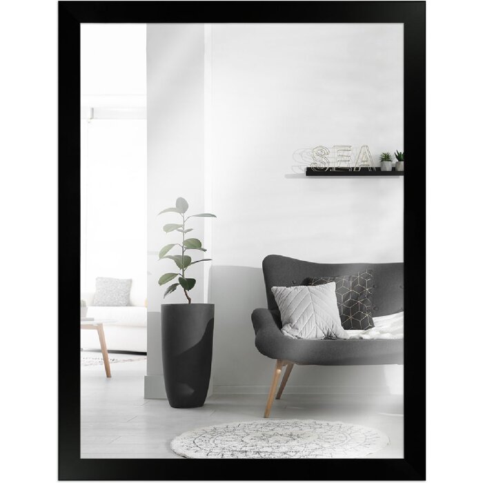 Miroir mural MendeFrames 50x100 cm cadre bois noir