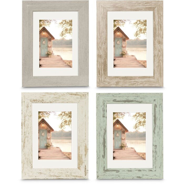 Cadre Photo Cottage en Bois Optique Shabby - 4 Couleurs
