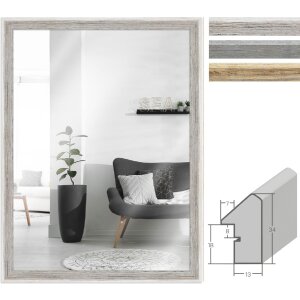 MendeFrames H790 Wandspiegel Strandhaus Weiß Grau Natur 10x10-70x100