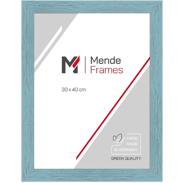Cadre photo MendeFrames H750 en bois massif 40x40 cm bleu verre antireflet