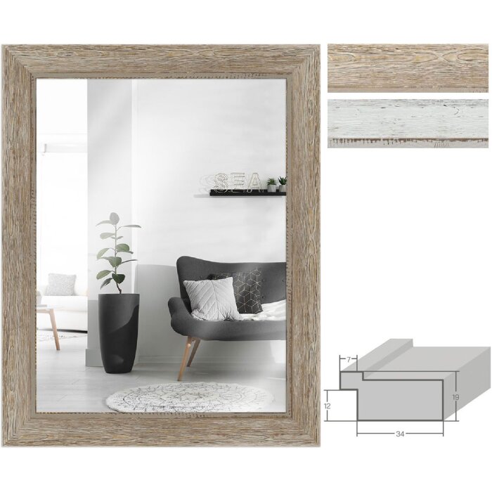 Miroir mural vintage en bois massif MendeFrames 2 couleurs