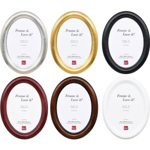 Cadre photo ovale en bois massif - effet HB, plusieurs couleurs