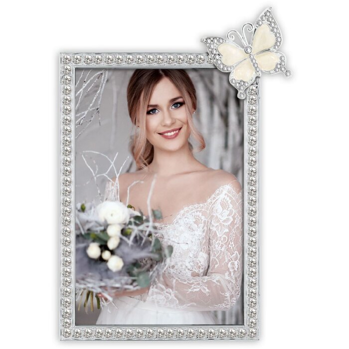 ZEP Cadre Photo Ives 10x15 cm – Argent Brillant Papillon