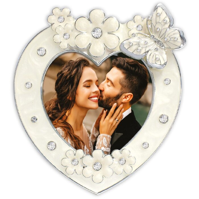 ZEP Schubert Herz Metall Fotorahmen 8x8 cm mit Klarglas Silber