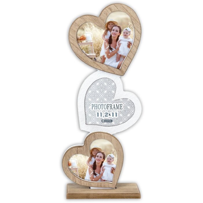ZEP Gillian Standrahmen herzförmig Holz 3 Fotos 15x7x39 cm Natur