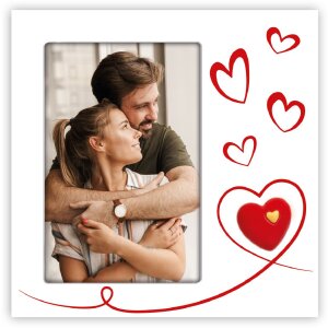 Cadre photo Roberta 10x15 cm vertical blanc cœur mur