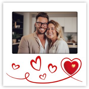 Cadre photo Roberta 10x15 cm bois blanc avec cœurs...