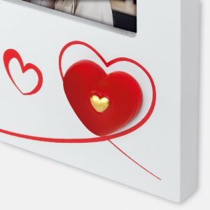 Cadre photo Roberta 10x15 cm bois blanc avec cœurs...