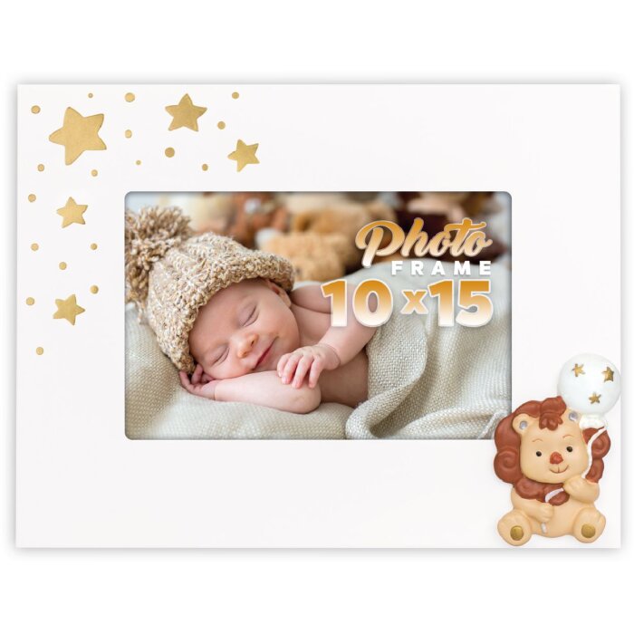 Cadre photo bébé Tommaso 10x15 cm blanc format paysage