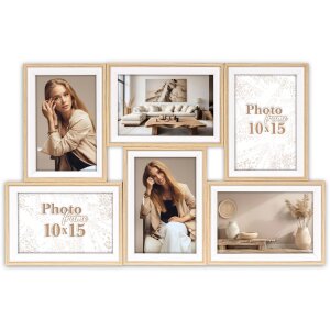 Cadre photo Galerie Tallin en bois naturel pour 6 photos...